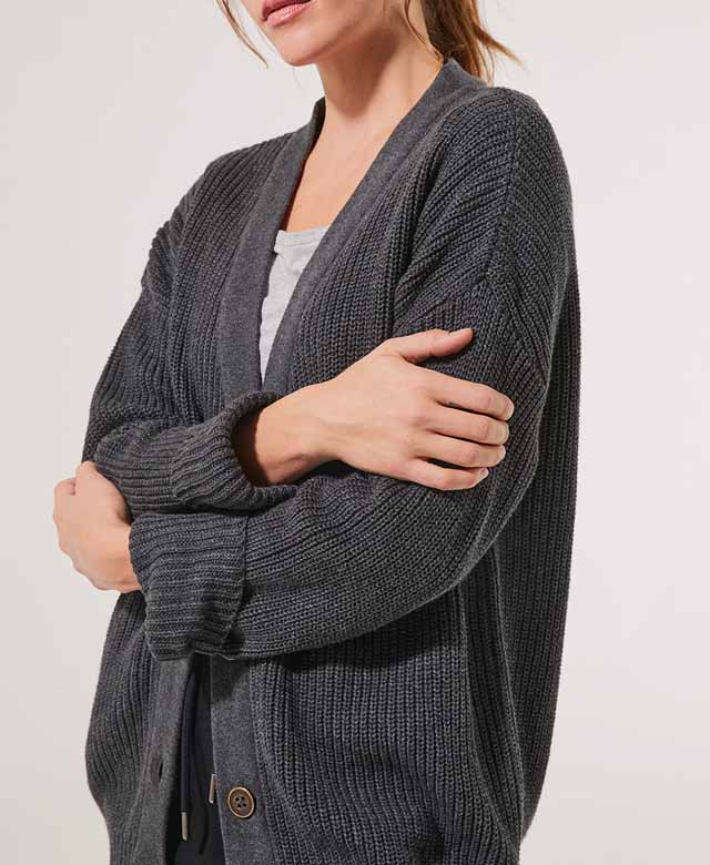 Fisherman Button-Front Cardigan