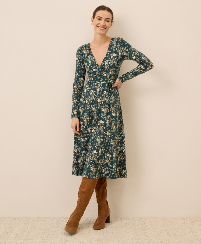 Women's Clearance Fit & Flare Wrap Dress made with Organic Cotton