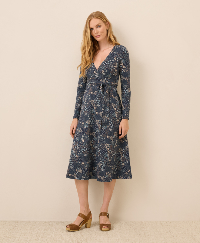 Women’s Clearance Fit & Flare Wrap Dress made with Organic Cotton