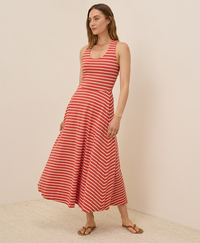 Women's Clearance Fit & Flare Open Back Maxi Dress made with Organic Cotton  | Pact