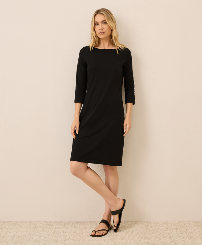 blue dress for baby girl Carrie - Boat neck dress - Black
