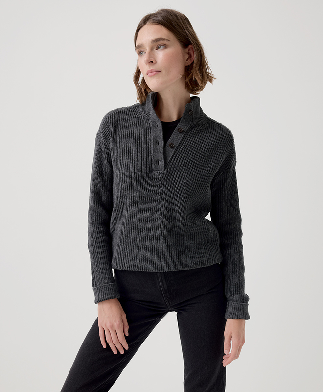 (取寄) パクト レディース ラグゼ ニット ヘンリー セーター PACT women Luxe Knit Henley Sweater Charcoal Heather Women's PACT Luxe Knit Henley Sweater | Zappos.com