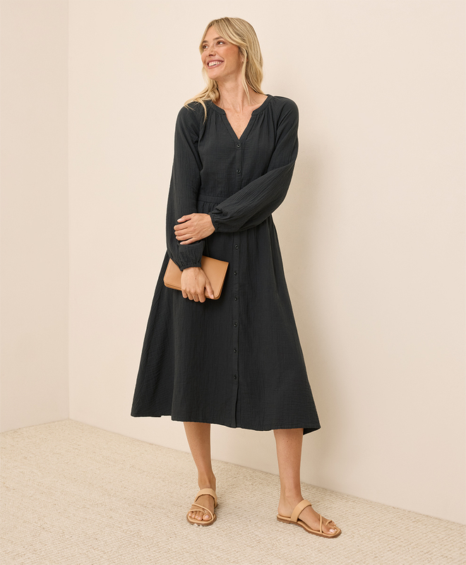 pact cotton gauze dress Women's Cotton Coastal Double Gauze Cutout Midi Dress