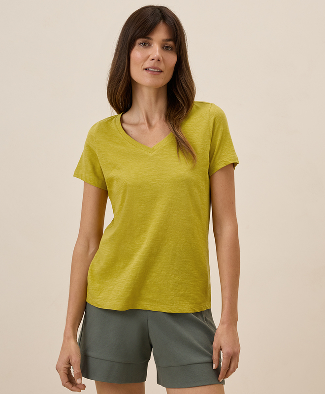 売れ筋商品|||パクト カットソー トップス レディース Women's Organic Cotton Featherweight Slub V-Neck Tee Deep sea Women's Clearance Featherweight Slub V-neck Tee made with