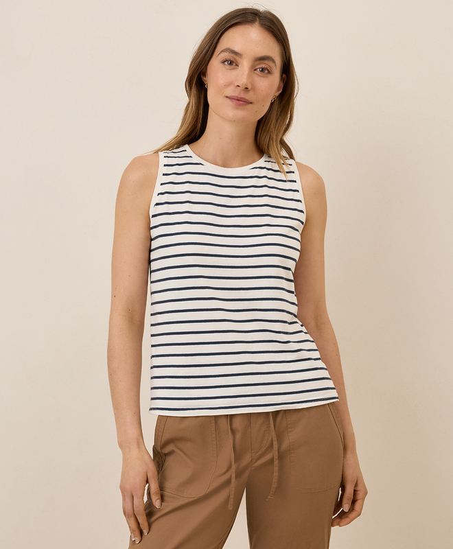 売れ筋商品|||パクト カットソー トップス レディース Women's Organic Cotton Softspun High Neck Tank Monterey stripe Women's Clearance Softspun High Neck Tank made with Organic