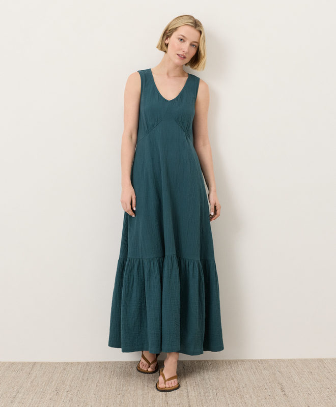 pact cotton gauze dress Women’s Coastal Double Gauze Beach To Brunch Maxi Dress made with Organic  Cotton