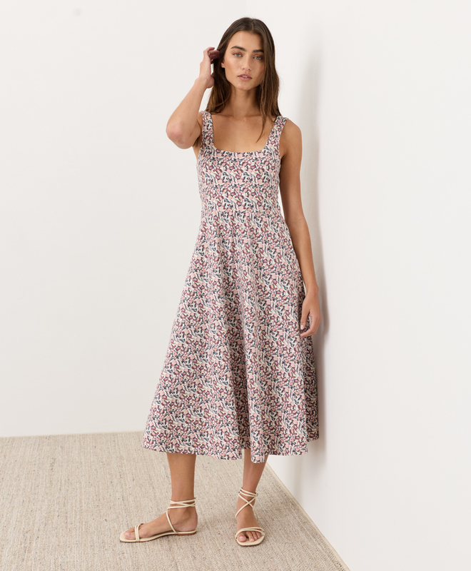 Women's Clearance Fit & Flare Square Neck Dress made with Organic Cotton |  Pact