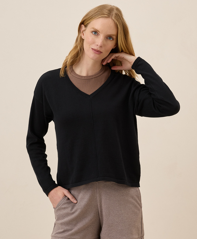 売れ筋商品|||パクト ニット&セーター アウター レディース Women's Organic Cotton Classic Fine Knit Relaxed Sweater Encinitas stripe midnight blue Women's Clearance Classic Fine Knit Relaxed Sweater made